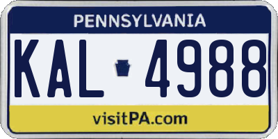 PA license plate KAL4988