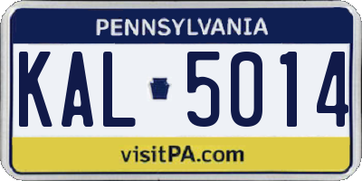 PA license plate KAL5014