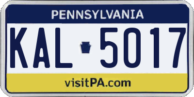 PA license plate KAL5017