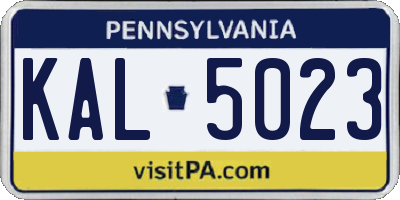 PA license plate KAL5023
