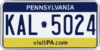 PA license plate KAL5024