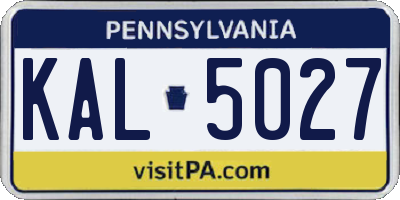 PA license plate KAL5027