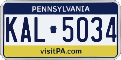 PA license plate KAL5034