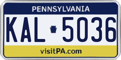 PA license plate KAL5036