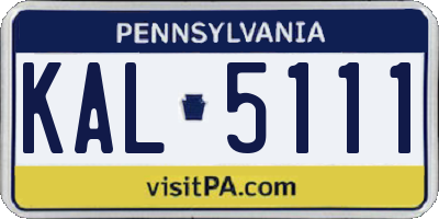 PA license plate KAL5111