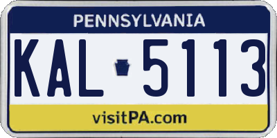 PA license plate KAL5113