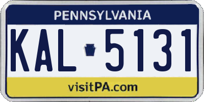 PA license plate KAL5131