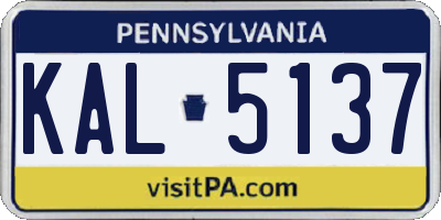 PA license plate KAL5137