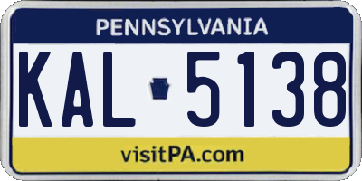 PA license plate KAL5138