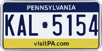 PA license plate KAL5154
