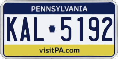 PA license plate KAL5192