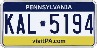 PA license plate KAL5194