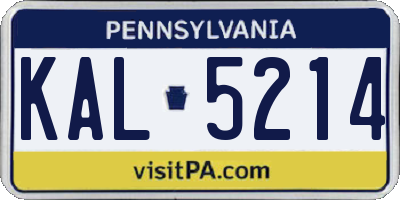 PA license plate KAL5214