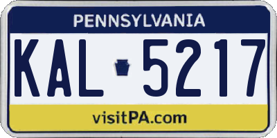 PA license plate KAL5217