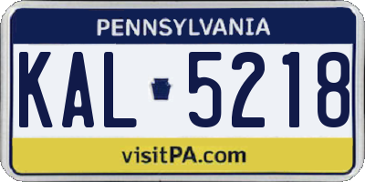 PA license plate KAL5218