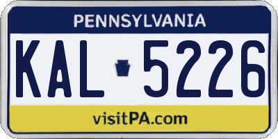 PA license plate KAL5226