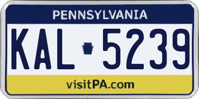 PA license plate KAL5239