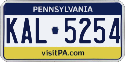 PA license plate KAL5254