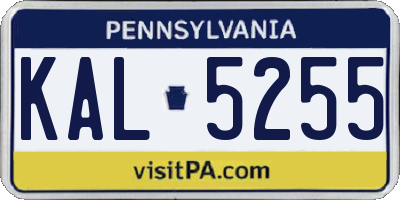 PA license plate KAL5255