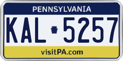 PA license plate KAL5257