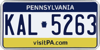 PA license plate KAL5263