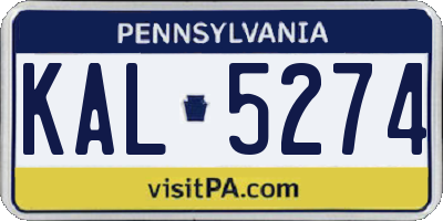 PA license plate KAL5274