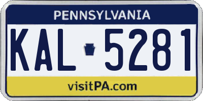 PA license plate KAL5281