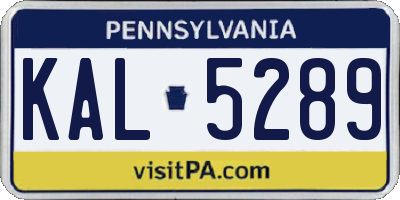 PA license plate KAL5289