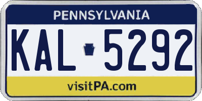 PA license plate KAL5292