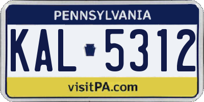 PA license plate KAL5312