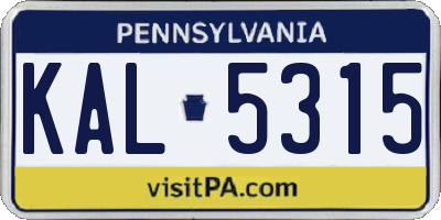 PA license plate KAL5315
