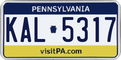 PA license plate KAL5317