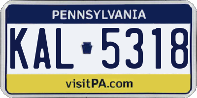 PA license plate KAL5318