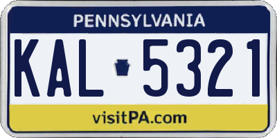 PA license plate KAL5321