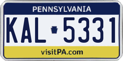 PA license plate KAL5331