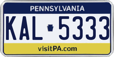 PA license plate KAL5333