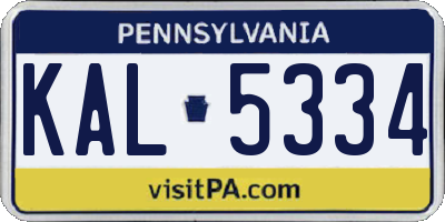 PA license plate KAL5334