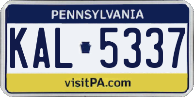 PA license plate KAL5337
