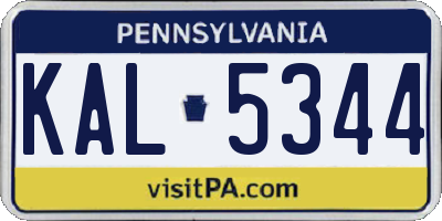 PA license plate KAL5344