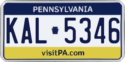 PA license plate KAL5346