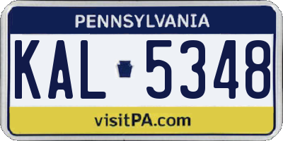 PA license plate KAL5348
