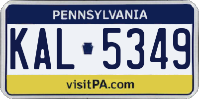 PA license plate KAL5349
