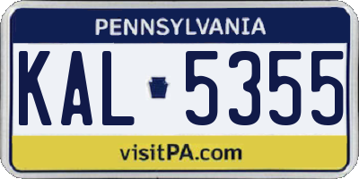 PA license plate KAL5355