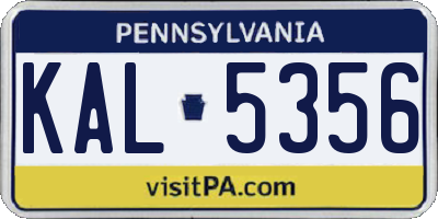 PA license plate KAL5356