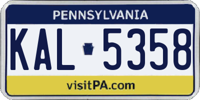 PA license plate KAL5358