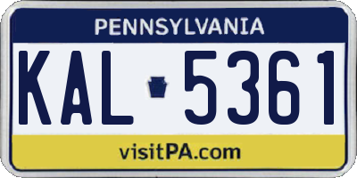 PA license plate KAL5361