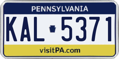PA license plate KAL5371