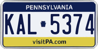 PA license plate KAL5374