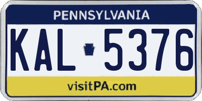 PA license plate KAL5376