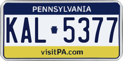 PA license plate KAL5377
